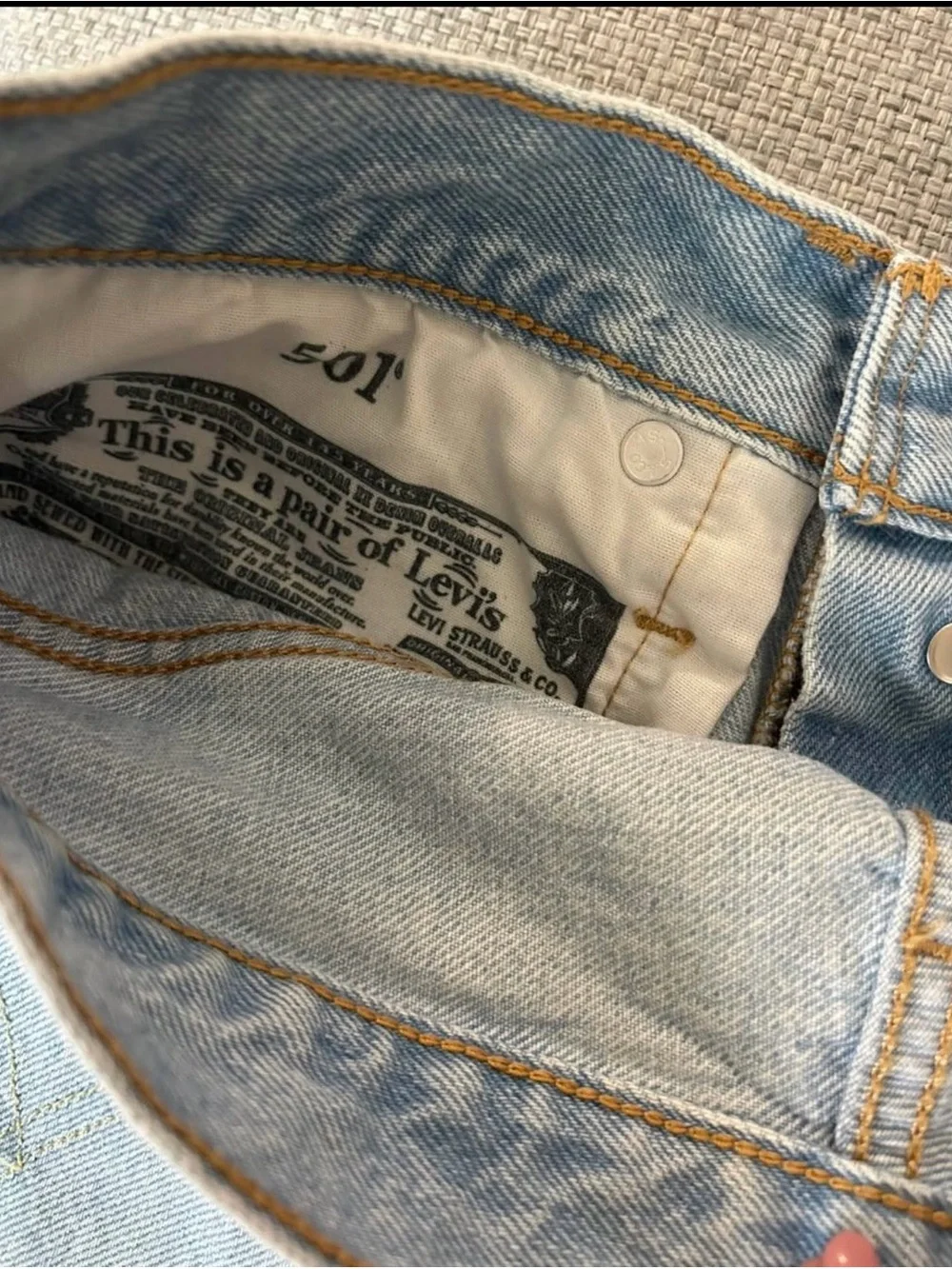 Levi's Light Blue Distressed Denim Shorts